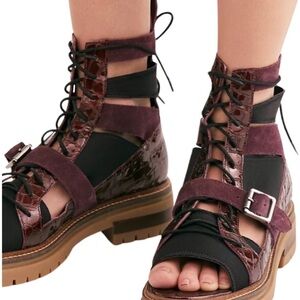 Free People Mandi Burgundy Croc
& Suede